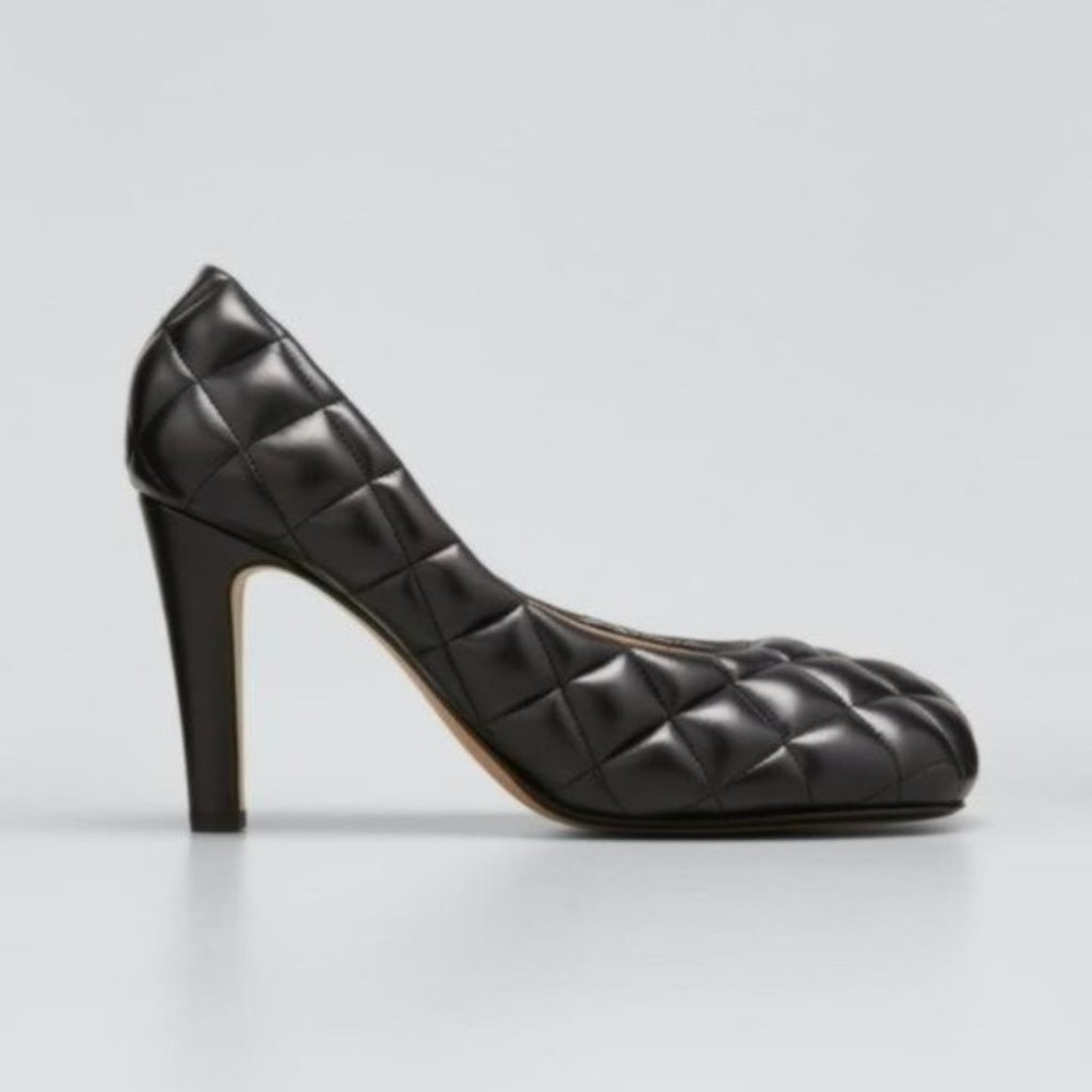 Bottega Veneta Padded Bloc 90mm Pumps Black Square - Picture 2 of 13